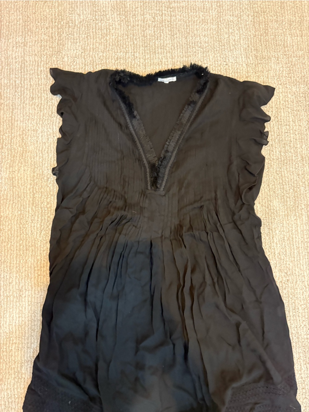Poupette St. Barth Black Fringe mini dress